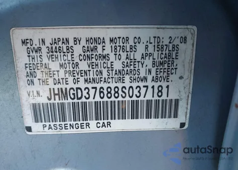 2008 Honda Fit Sport из США, поврежденный, VIN JHMGD37688S037181